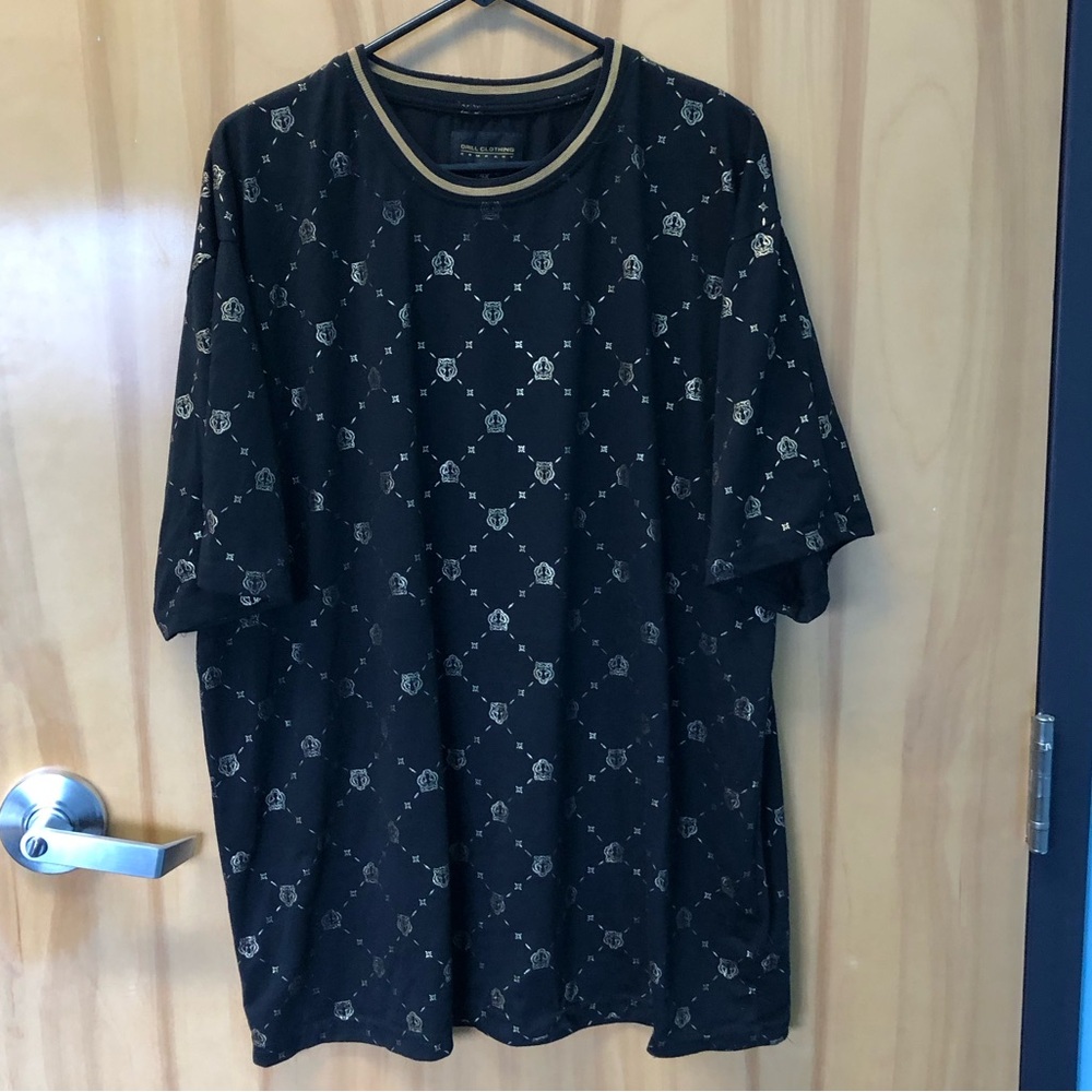 Men's Black Patterned Short Sleeve Tee